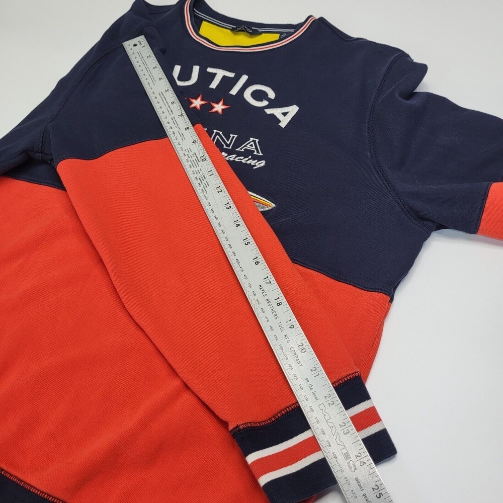 NAUTICA Mens Lakeside Marina Color Block Crewneck Sweatshirt Navy Red Vintage XL - Picture 5 of 9